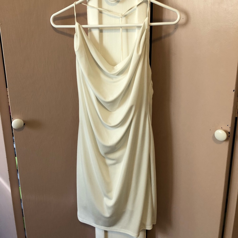 Cowl neck white dress